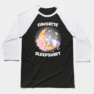 Cute Little Unicorn Sleeping on The Moon Nap Favorite Sleep time Pajama Baseball T-Shirt